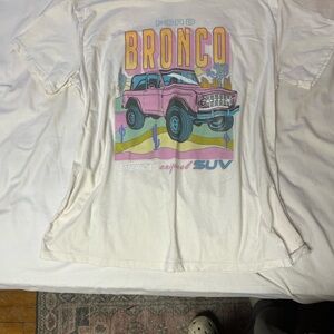 Ford Kids Short Sleeve Tee in White with Pink Bronco Graphic